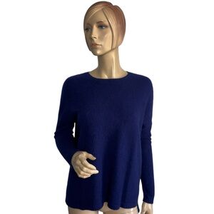 State Cashmere 100% Cashmere Crewneck Sweater Women’s Medium Navy Blue
